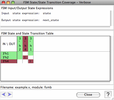 Verbose FSM Coverage Window