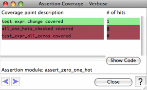 Verbose Assertion Coverage Window